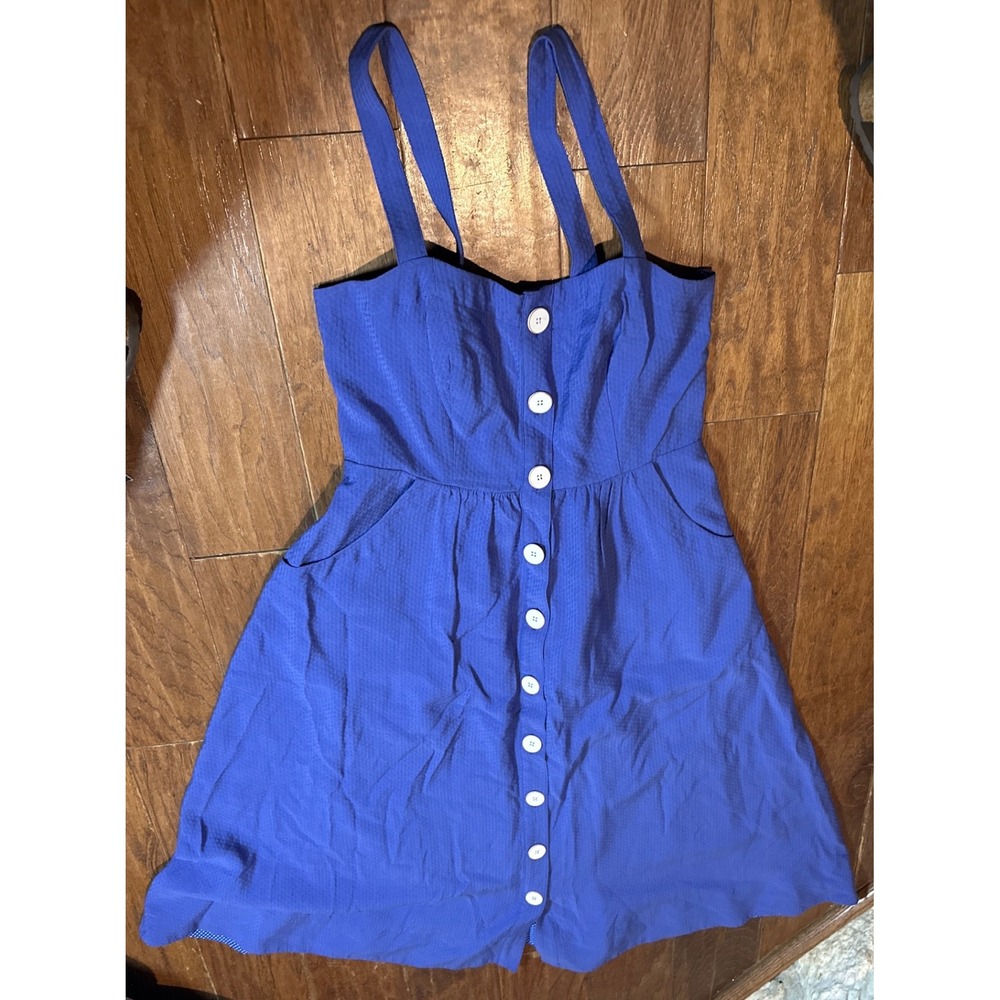 Maeve Anthropologie Blue Seersucker Rosemary Dress with Adjustable Straps Size 8